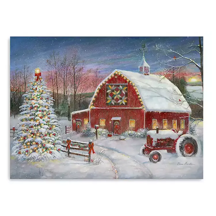 Christmas Art & Wall Decor>Kirklands Home Christmas Cozy Barn Canvas Art Print, 24x30