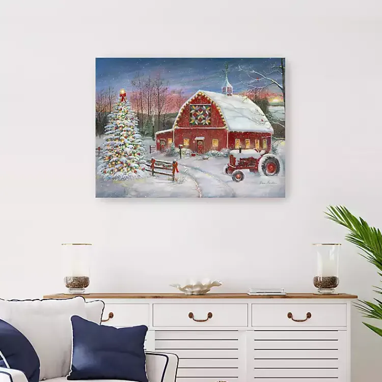 Christmas Art & Wall Decor>Kirklands Home Christmas Cozy Barn Canvas Art Print, 24x30
