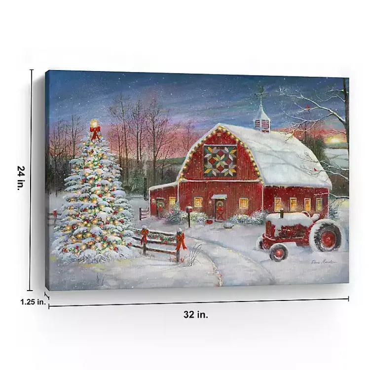 Christmas Art & Wall Decor>Kirklands Home Christmas Cozy Barn Canvas Art Print, 24x30
