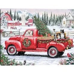 Christmas Art & Wall Decor>Kirklands Home Christmas Dogs & Vintage Truck Canvas Art Print