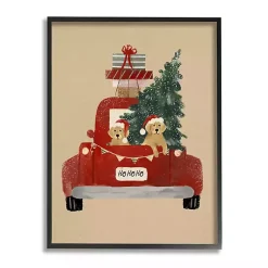 Christmas Art & Wall Decor>Kirklands Home Christmas Dogs in Red Truck Framed Art Print