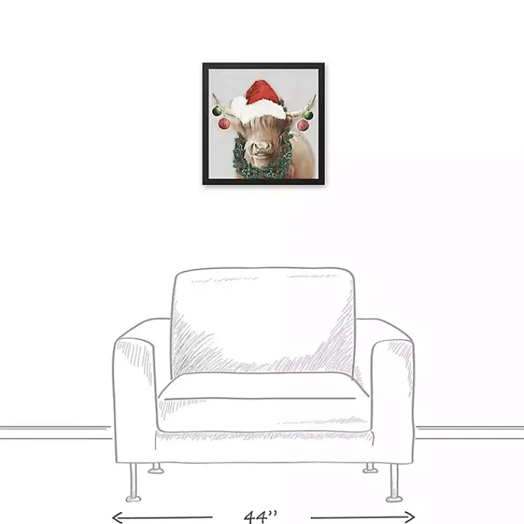 Christmas Art & Wall Decor>Kirklands Home Christmas Highland Cow Black Framed Canvas Print
