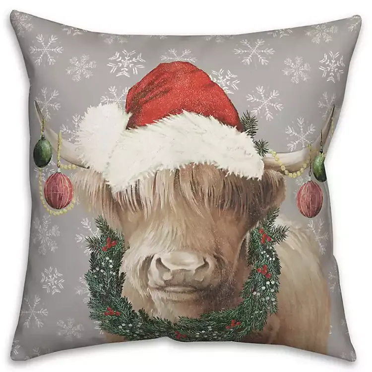 Christmas Pillows>Kirklands Home Christmas Highland Cow Pillow