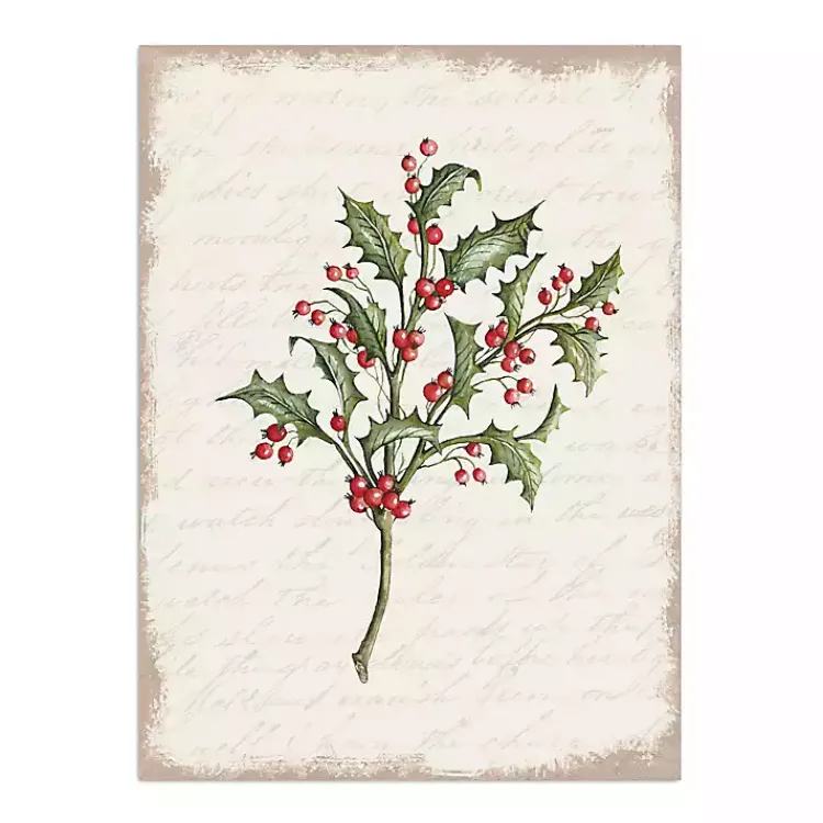 Christmas Art & Wall Decor>Kirklands Home Christmas Holly Canvas Art Print