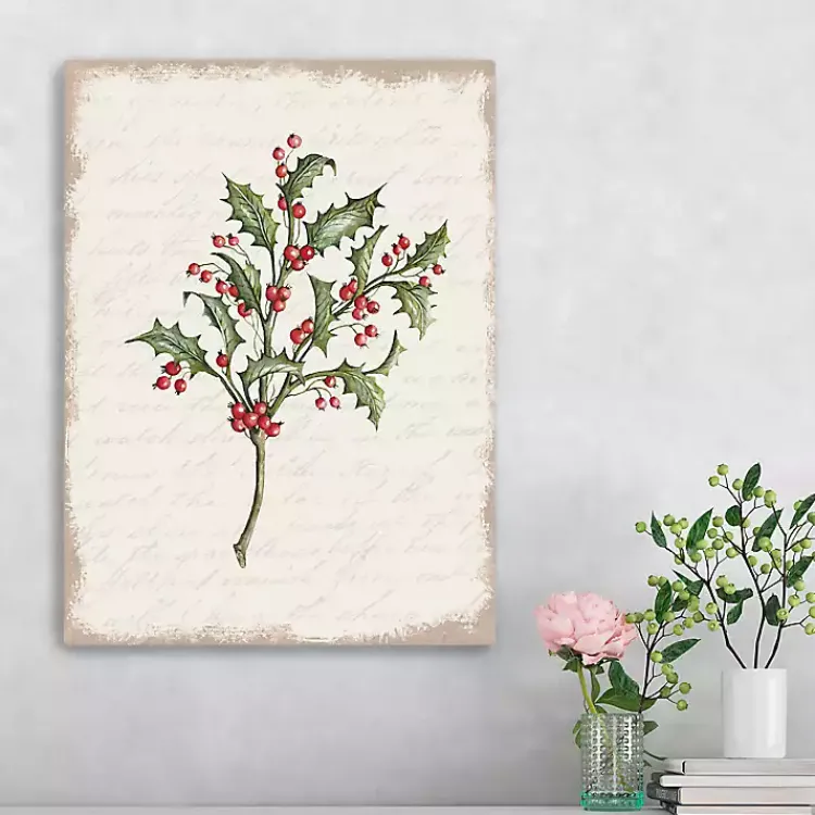 Christmas Art & Wall Decor>Kirklands Home Christmas Holly Canvas Art Print