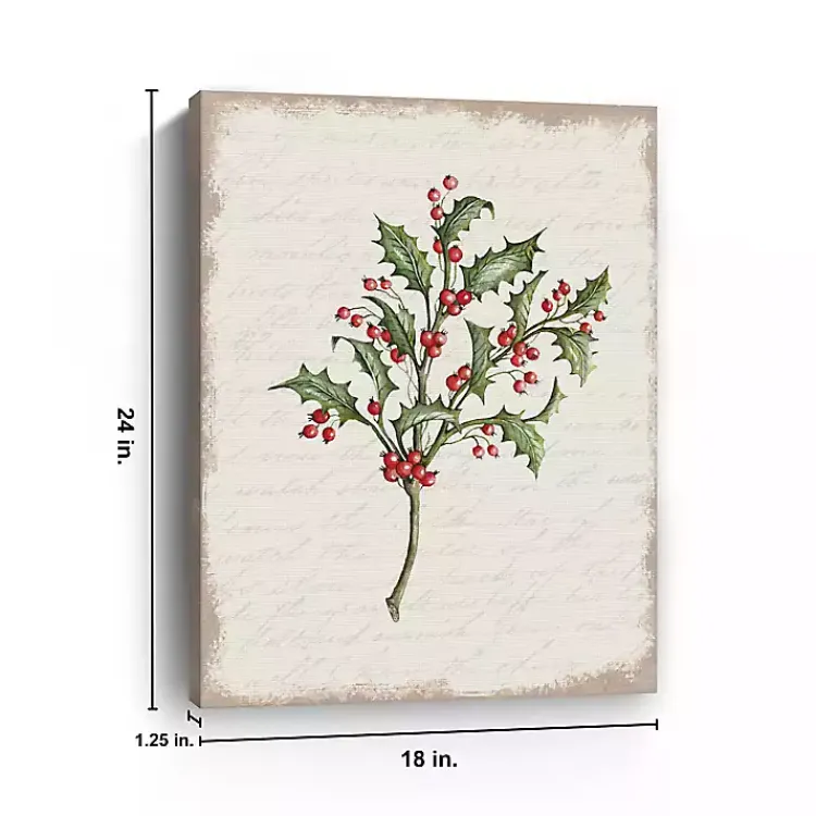 Christmas Art & Wall Decor>Kirklands Home Christmas Holly Canvas Art Print