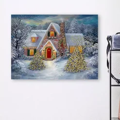 Christmas Art & Wall Decor>Kirklands Home Christmas House Canvas Art Print Blue