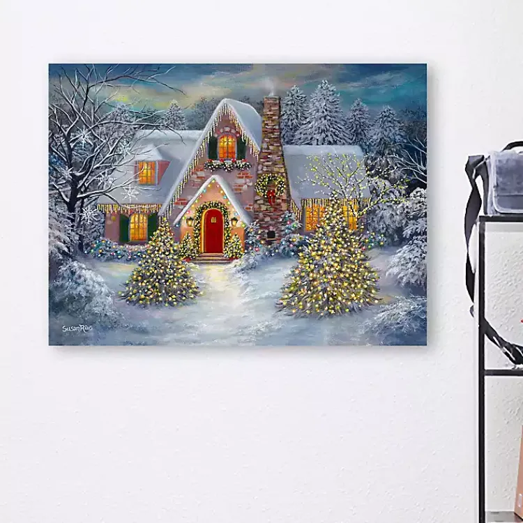 Christmas Art & Wall Decor>Kirklands Home Christmas House Canvas Art Print Blue