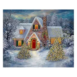 Christmas Art & Wall Decor>Kirklands Home Christmas House Canvas Art Print Blue