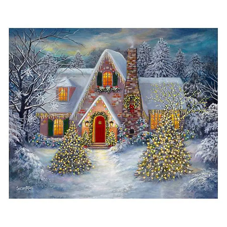 Christmas Art & Wall Decor>Kirklands Home Christmas House Canvas Art Print Blue