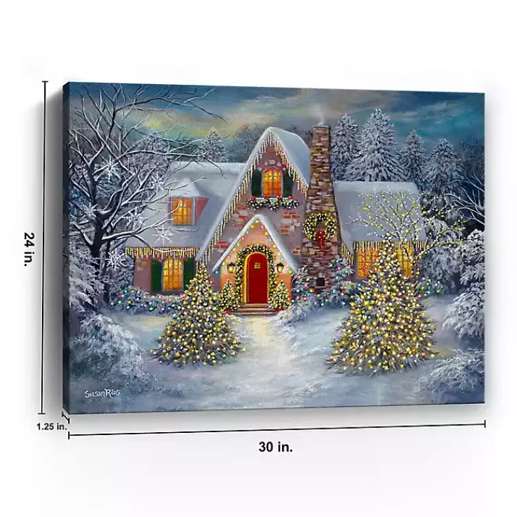 Christmas Art & Wall Decor>Kirklands Home Christmas House Canvas Art Print Blue