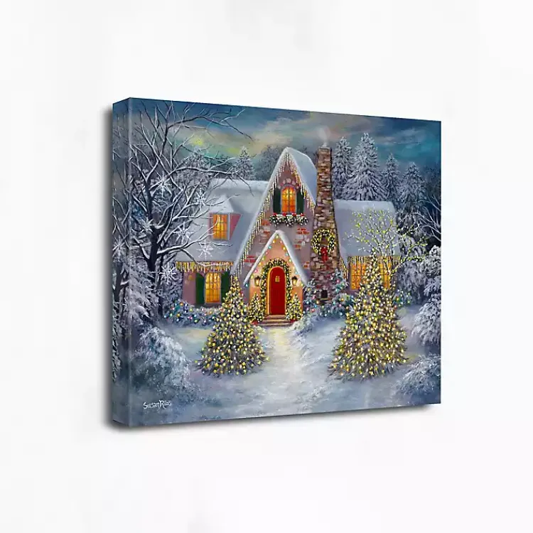 Christmas Art & Wall Decor>Kirklands Home Christmas House Canvas Art Print Blue