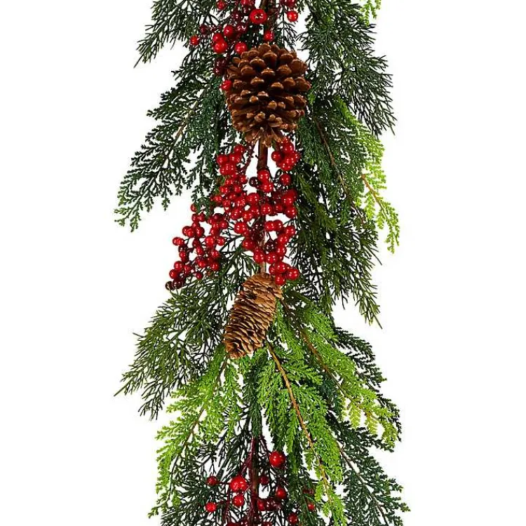 Christmas Arrangements & Garland>Kirklands Home Christmas Joy Garland with Red Berries, 5 ft.
