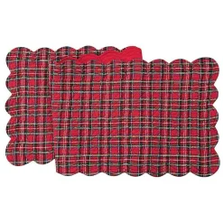 Christmas Dining & Entertaining>Kirklands Home Christmas Plaid Scalloped Table Runner Red