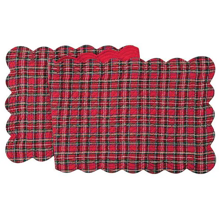 Christmas Dining & Entertaining>Kirklands Home Christmas Plaid Scalloped Table Runner Red