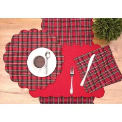 Christmas Dining & Entertaining>Kirklands Home Christmas Plaid Scalloped Table Runner Red