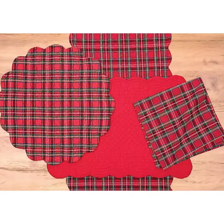 Christmas Dining & Entertaining>Kirklands Home Christmas Plaid Scalloped Table Runner Red