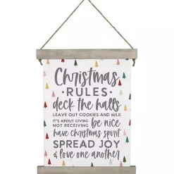 Christmas Art & Wall Decor>Kirklands Home Christmas Rules Hanging Canvas Sign
