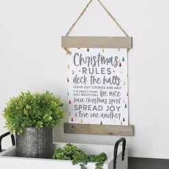 Christmas Art & Wall Decor>Kirklands Home Christmas Rules Hanging Canvas Sign