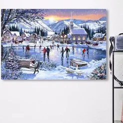 Christmas Art & Wall Decor>Kirklands Home Christmas Skating Canvas Art Print Blue