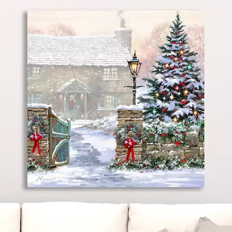 Christmas Art & Wall Decor>Kirklands Home Christmas Snowfall Canvas Art Print White