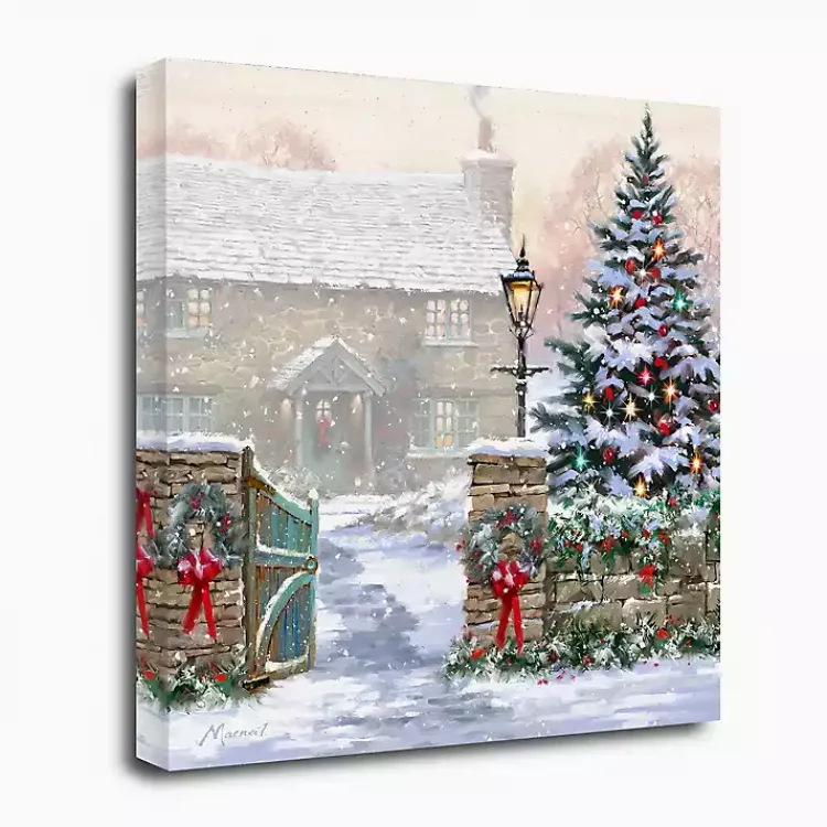 Christmas Art & Wall Decor>Kirklands Home Christmas Snowfall Canvas Art Print White