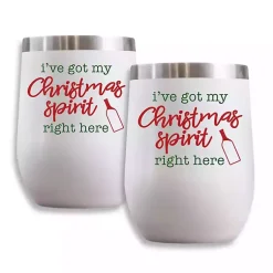 Christmas Dining & Entertaining>Kirklands Home Christmas Spirit Insulated Wine Tumblers, Set of 2 White