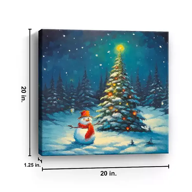 Christmas Art & Wall Decor>Kirklands Home Christmas Tree and Snowman Canvas Art Print