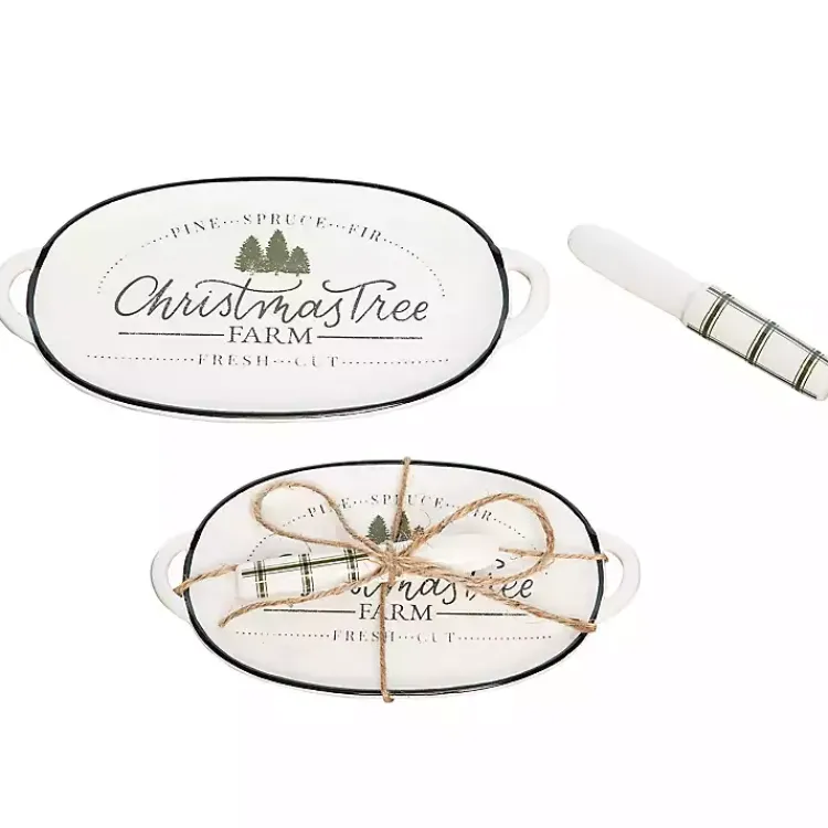 Kirklands Home Christmas Tree Farm Serving Platter with Spreader Discount