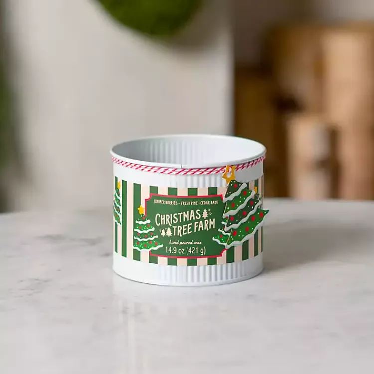 Candles>Kirklands Home Christmas Tree Farm Tin Jar Candle