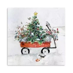 Christmas Art & Wall Decor>Kirklands Home Christmas Tree in Red Wagon Canvas Art Print