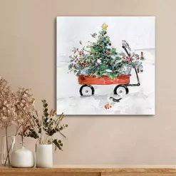 Christmas Art & Wall Decor>Kirklands Home Christmas Tree in Red Wagon Canvas Art Print