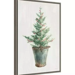 Christmas Art & Wall Decor>Kirklands Home Christmas Tree Metal Pail Framed Canvas Art Print
