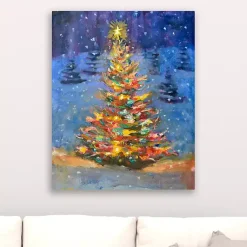 Christmas Art & Wall Decor>Kirklands Home Christmas Tree Lights Canvas Art Print Multi