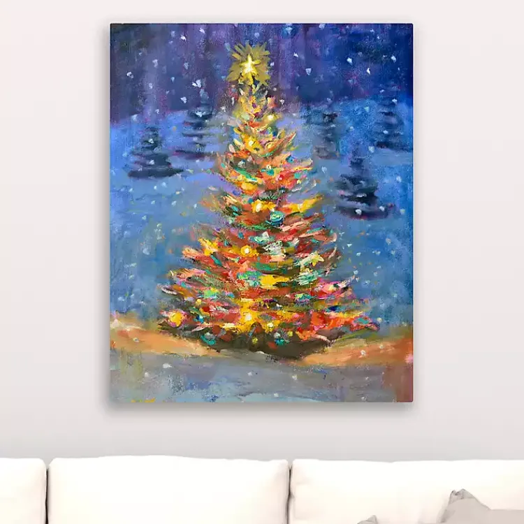 Christmas Art & Wall Decor>Kirklands Home Christmas Tree Lights Canvas Art Print Multi