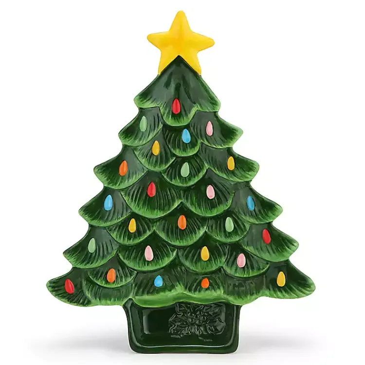 Kirklands Home Christmas Tree Serving Platter Green Outlet