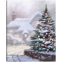 Christmas Art & Wall Decor>Kirklands Home Christmas Tree Snowy Lane Canvas Art Print