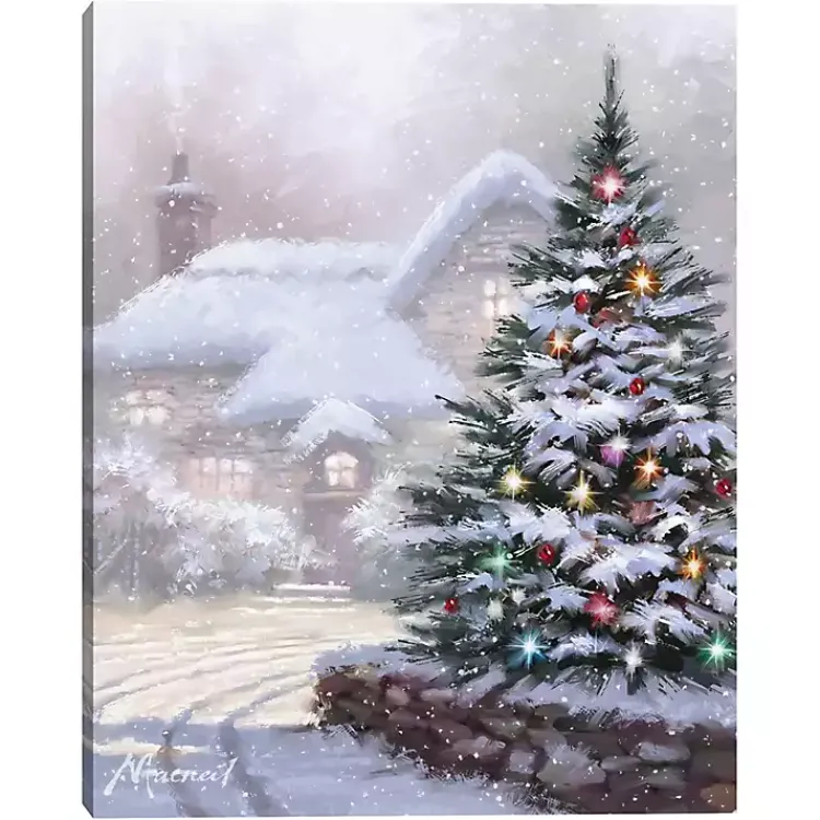 Christmas Art & Wall Decor>Kirklands Home Christmas Tree Snowy Lane Canvas Art Print