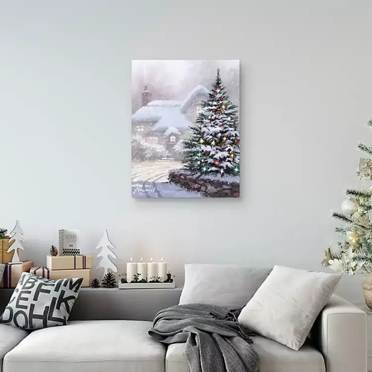 Christmas Art & Wall Decor>Kirklands Home Christmas Tree Snowy Lane Canvas Art Print