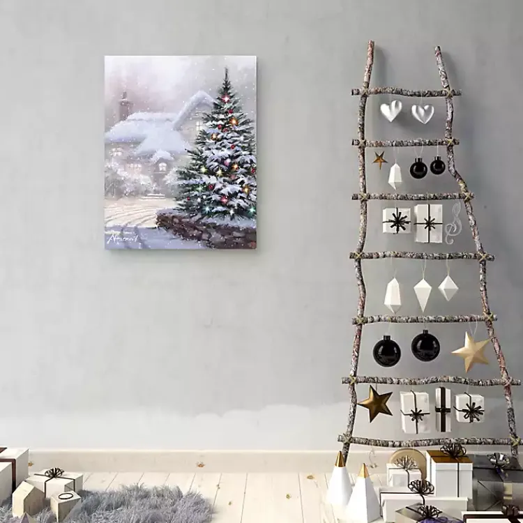 Christmas Art & Wall Decor>Kirklands Home Christmas Tree Snowy Lane Canvas Art Print