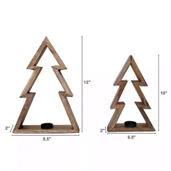 Christmas Decorations>Kirklands Home Christmas Tree Tealight Candle Holders, Set of 2 Brown