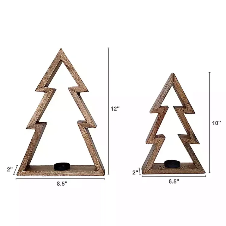 Christmas Decorations>Kirklands Home Christmas Tree Tealight Candle Holders, Set of 2 Brown