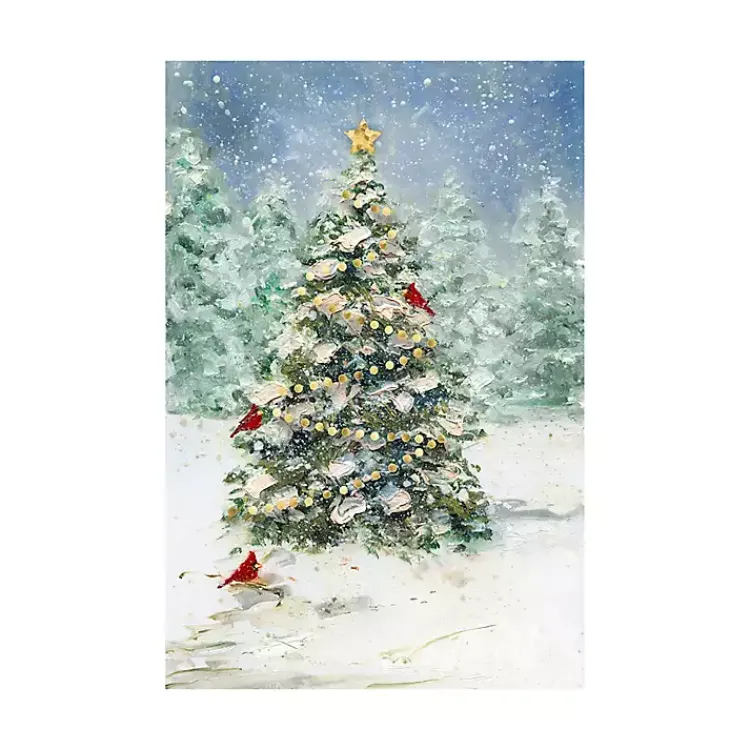 Christmas Art & Wall Decor>Kirklands Home Christmas Tree with Cardinals Canvas Art Print