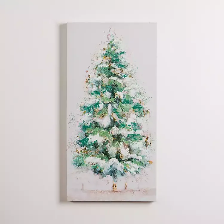 Christmas Art & Wall Decor>Kirklands Home Christmas Tree with Glitter Canvas Wall Plaque