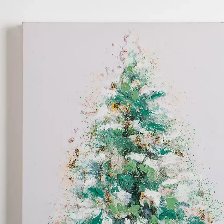 Christmas Art & Wall Decor>Kirklands Home Christmas Tree with Glitter Canvas Wall Plaque
