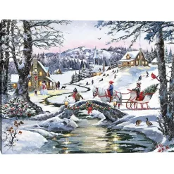 Christmas Art & Wall Decor>Kirklands Home Christmas Village Canvas Art Print
