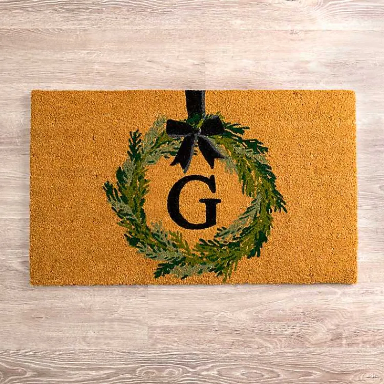 Kirklands Home Christmas Wreath Monogram G Doormat Hot