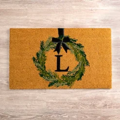 Kirklands Home Christmas Wreath Monogram L Doormat Best