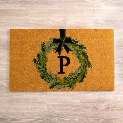 Kirklands Home Christmas Wreath Monogram P Doormat New