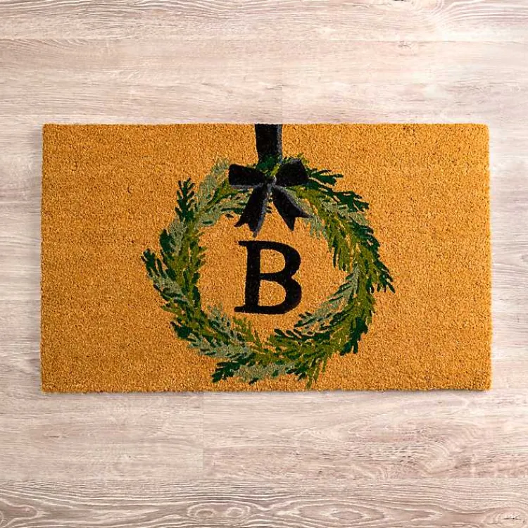 Kirklands Home Christmas Wreath Monogram B Doormat New